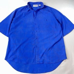 Vintage Tomato Button Down Shirt Mens XL Blue Black Short Sleeve Casual 90s Y2K